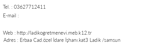 Samsun Ladik retmenevi telefon numaralar, faks, e-mail, posta adresi ve iletiim bilgileri