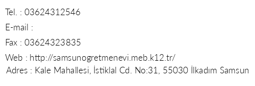 Samsun retmenevi telefon numaralar, faks, e-mail, posta adresi ve iletiim bilgileri