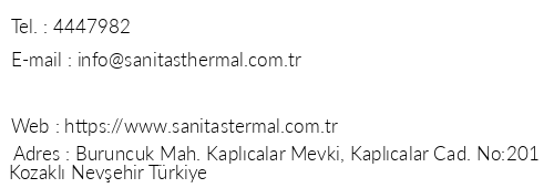 Sanitas Thermal Suites Hotel telefon numaralar, faks, e-mail, posta adresi ve iletiim bilgileri