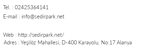 Sedir Park telefon numaralar, faks, e-mail, posta adresi ve iletiim bilgileri