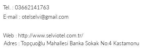 Selvi Otel telefon numaralar, faks, e-mail, posta adresi ve iletiim bilgileri