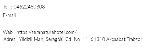 Sera Nature Hotel telefon numaralar, faks, e-mail, posta adresi ve iletiim bilgileri