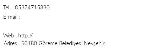Seven Rock Cave Hotel telefon numaralar, faks, e-mail, posta adresi ve iletiim bilgileri