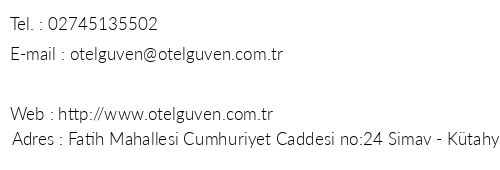 Simav Otel Gven telefon numaralar, faks, e-mail, posta adresi ve iletiim bilgileri