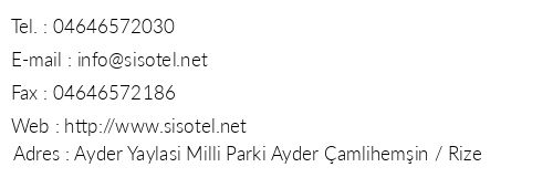 Sis Otel telefon numaralar, faks, e-mail, posta adresi ve iletiim bilgileri
