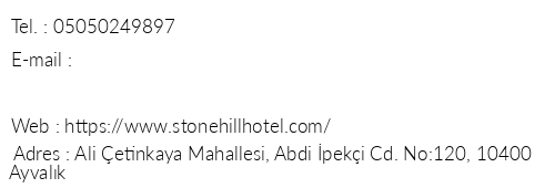 Stone Hill Hotel telefon numaralar, faks, e-mail, posta adresi ve iletiim bilgileri