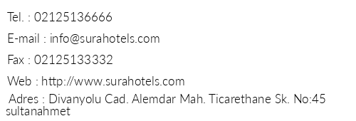 Sura Design Hotel & Suites telefon numaralar, faks, e-mail, posta adresi ve iletiim bilgileri