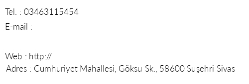 Suehri Karaca Otel telefon numaralar, faks, e-mail, posta adresi ve iletiim bilgileri