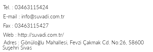 Suehri Su Vadi Hotel telefon numaralar, faks, e-mail, posta adresi ve iletiim bilgileri