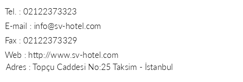 Sv Business Hotel telefon numaralar, faks, e-mail, posta adresi ve iletiim bilgileri