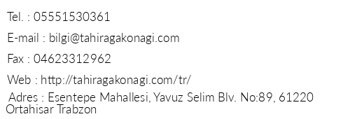Tahir Aa Kona Otel telefon numaralar, faks, e-mail, posta adresi ve iletiim bilgileri