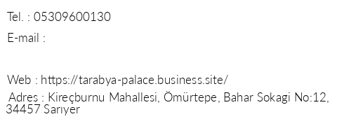 Tarabya Palas Suit telefon numaralar, faks, e-mail, posta adresi ve iletiim bilgileri