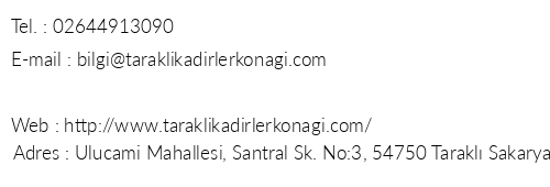 Tarakl Kadirler Kona telefon numaralar, faks, e-mail, posta adresi ve iletiim bilgileri