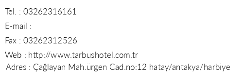 Tarbu Hotel telefon numaralar, faks, e-mail, posta adresi ve iletiim bilgileri