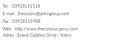 The Arkn Colony Hotel & Casino telefon numaralar, faks, e-mail, posta adresi ve iletiim bilgileri