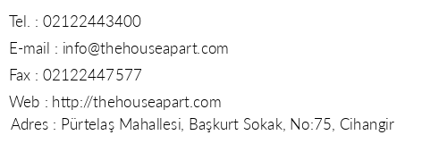 The House Apart Cihangir telefon numaralar, faks, e-mail, posta adresi ve iletiim bilgileri