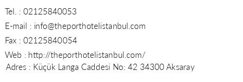 The Port Hotel telefon numaralar, faks, e-mail, posta adresi ve iletiim bilgileri