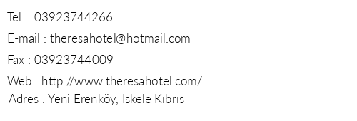 Theresa Hotel telefon numaralar, faks, e-mail, posta adresi ve iletiim bilgileri