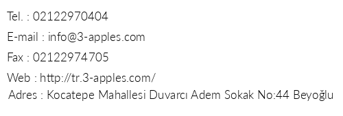 Three Apples Taksim Residence telefon numaralar, faks, e-mail, posta adresi ve iletiim bilgileri