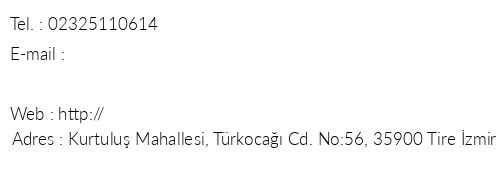 Tire Glcolu Konaklar telefon numaralar, faks, e-mail, posta adresi ve iletiim bilgileri