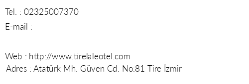 Tire Lale Otel telefon numaralar, faks, e-mail, posta adresi ve iletiim bilgileri