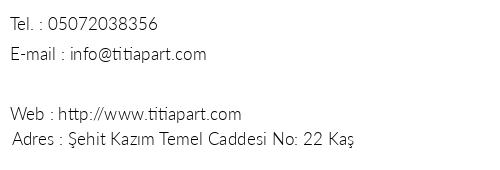 Titi Apart telefon numaralar, faks, e-mail, posta adresi ve iletiim bilgileri