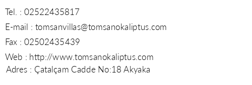 Tomsan Villas telefon numaralar, faks, e-mail, posta adresi ve iletiim bilgileri