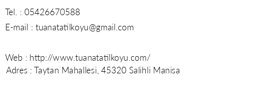Tuana Holiday Village telefon numaralar, faks, e-mail, posta adresi ve iletiim bilgileri
