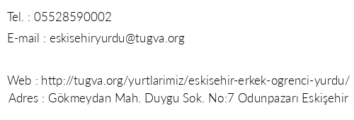 Tgva Eskiehir Bab- Ali Yksekrenim Erkek renci Yurdu telefon numaralar, faks, e-mail, posta adresi ve iletiim bilgileri