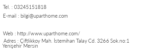 Upart Home telefon numaralar, faks, e-mail, posta adresi ve iletiim bilgileri