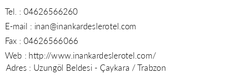 Uzungl nan Kardeler Otel telefon numaralar, faks, e-mail, posta adresi ve iletiim bilgileri