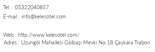 Uzungl Kele Otel telefon numaralar, faks, e-mail, posta adresi ve iletiim bilgileri