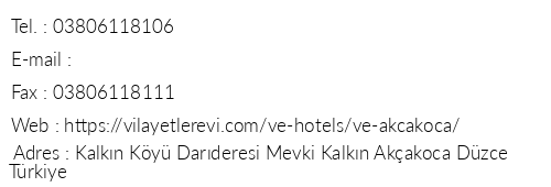 Ve Hotels Akakoca telefon numaralar, faks, e-mail, posta adresi ve iletiim bilgileri