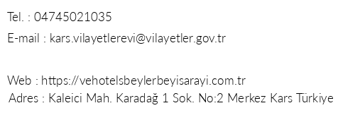 Ve Hotels Beylerbeyi Saray Kars telefon numaralar, faks, e-mail, posta adresi ve iletiim bilgileri