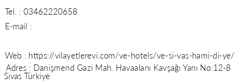 Ve Hotels Hamidiye Sivas telefon numaralar, faks, e-mail, posta adresi ve iletiim bilgileri