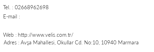 Velis Suit telefon numaralar, faks, e-mail, posta adresi ve iletiim bilgileri