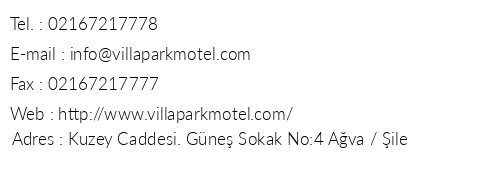 Villa Park Motel telefon numaralar, faks, e-mail, posta adresi ve iletiim bilgileri