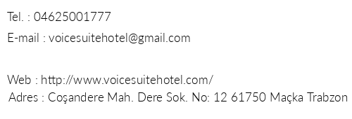 Voice Hotel telefon numaralar, faks, e-mail, posta adresi ve iletiim bilgileri