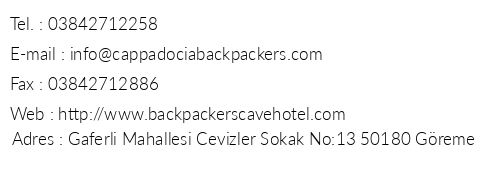 Yasin's Place Cave Hotel telefon numaralar, faks, e-mail, posta adresi ve iletiim bilgileri