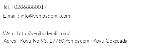 Yenibademli Konukevi telefon numaralar, faks, e-mail, posta adresi ve iletiim bilgileri