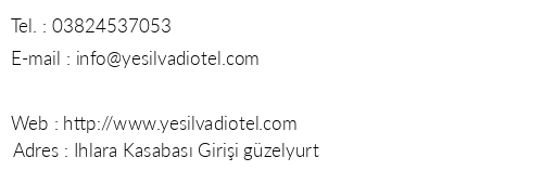 Yeil Vadi Hotel telefon numaralar, faks, e-mail, posta adresi ve iletiim bilgileri