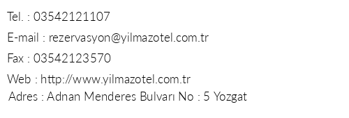 Ylmaz Otel telefon numaralar, faks, e-mail, posta adresi ve iletiim bilgileri