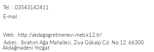 Yozgat Akdamadeni retmenevi telefon numaralar, faks, e-mail, posta adresi ve iletiim bilgileri