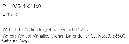 Yozgat ekerek retmenevi telefon numaralar, faks, e-mail, posta adresi ve iletiim bilgileri