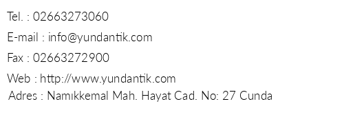 Yundantik Cunda Konaklar telefon numaralar, faks, e-mail, posta adresi ve iletiim bilgileri