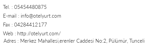 Yurt Otel Plmr telefon numaralar, faks, e-mail, posta adresi ve iletiim bilgileri