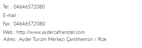 Zaran Otel Ayder telefon numaralar, faks, e-mail, posta adresi ve iletiim bilgileri