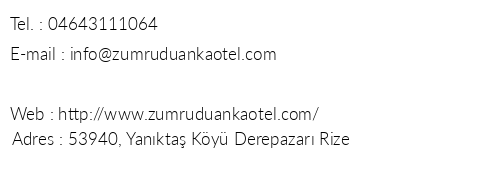 Zmrd Anka Otel telefon numaralar, faks, e-mail, posta adresi ve iletiim bilgileri